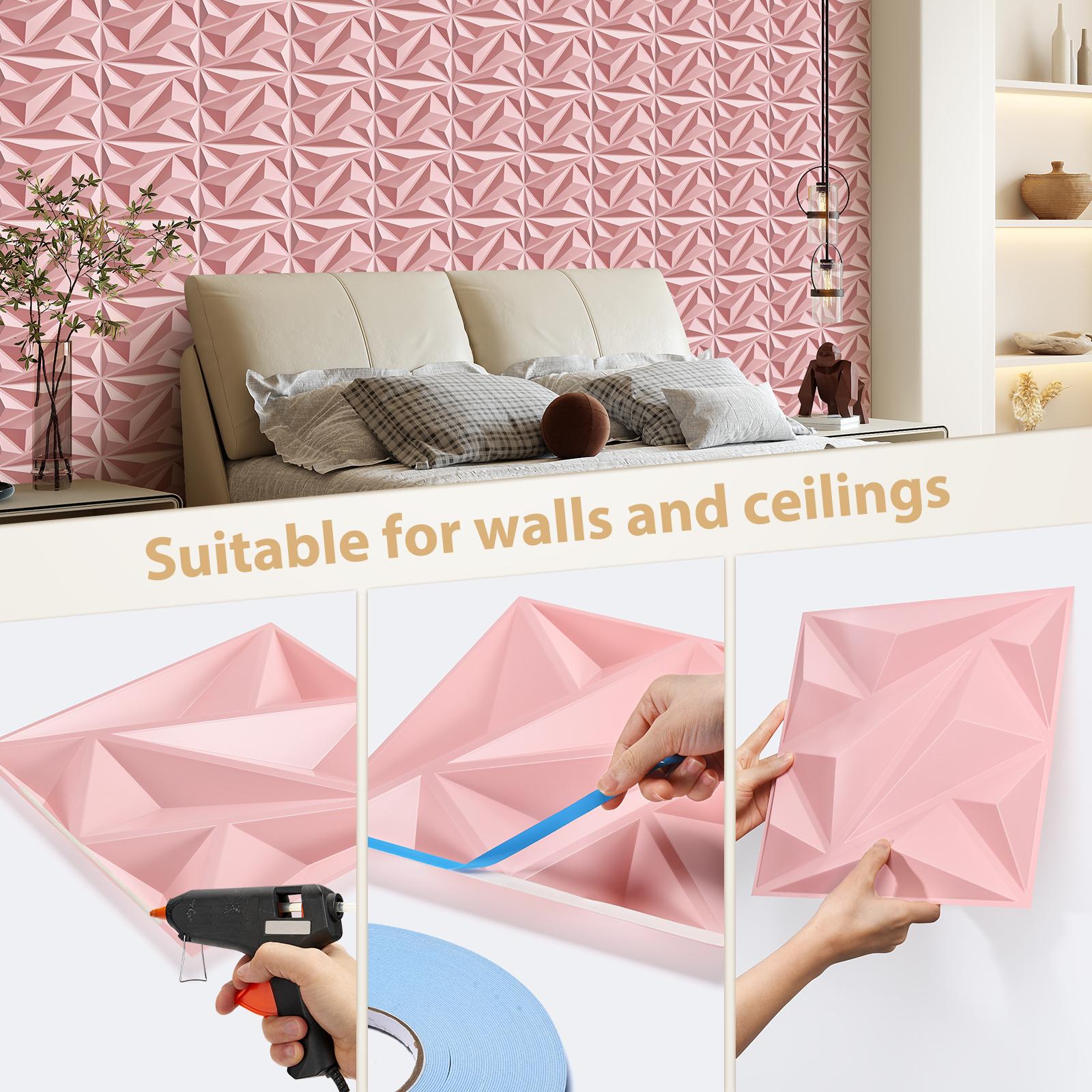 FLOLEOPA PVC Plastic 3D Wall Panels Waterproof Fire Resistant 11.8x11.8 Inches 1mm Thickness Modern Home Decor Ideal for Living Rooms Bedrooms Hotels Offices Game Rooms TV Feature Walls Geometric Patterns Easy Installation