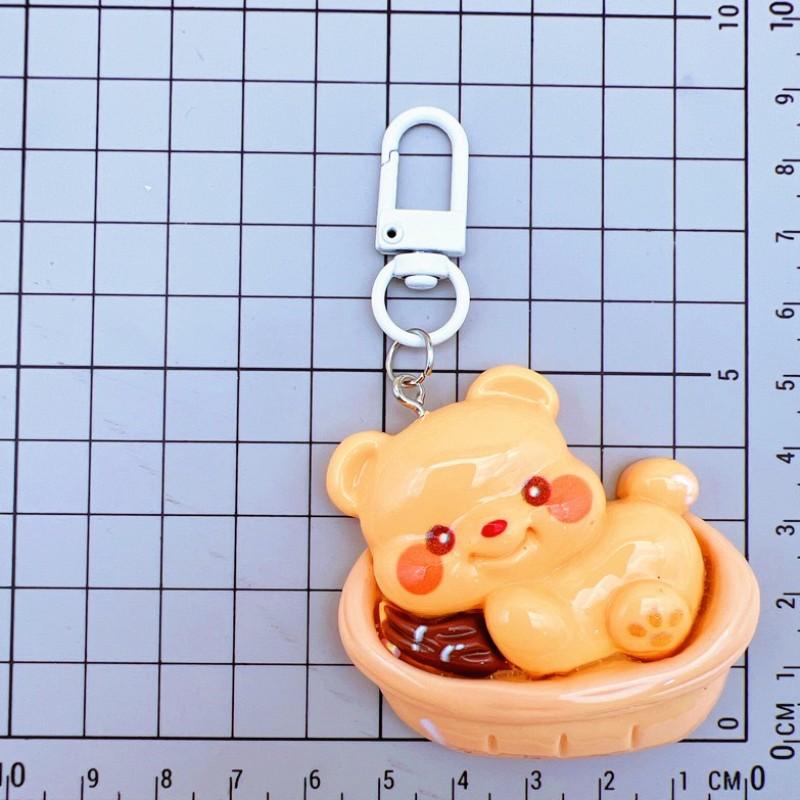 Cute Cartoon Butter Bear Resin Doll, DIY Keychain, Backpack Strap Accessory, Craft Material, Fun Decoration, Perfect Gift Idea