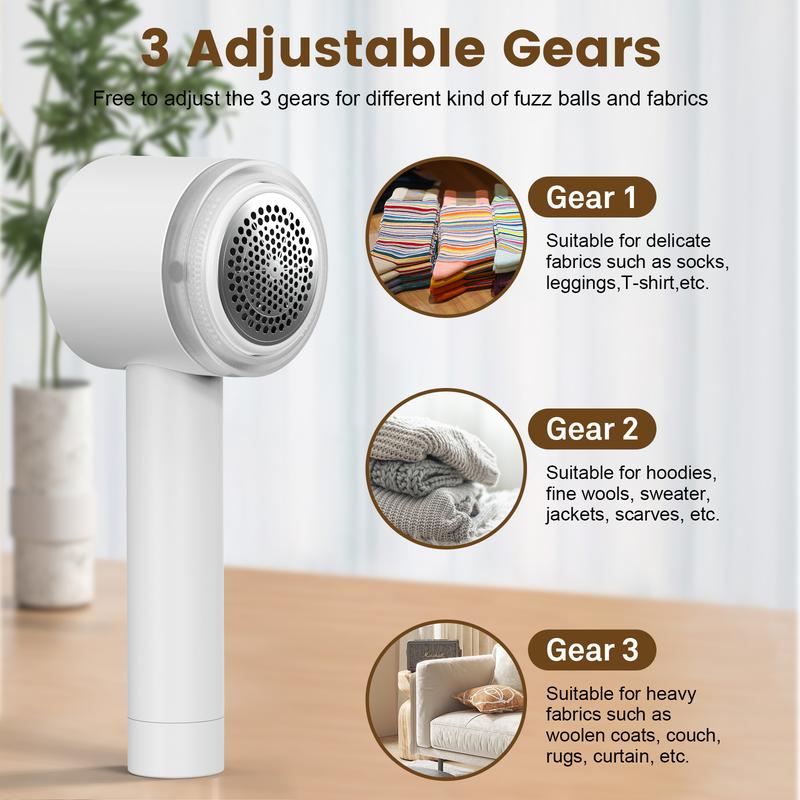 LENTORGI Rechargeable Fabric Shaver, Electric Lint Remover with Led Digital Display and 6-Leaf Blades, 3-Speeds, Hairball and Pet Hair Remover for Clothes, Bedding, Blanket, Furniture, Carpets, Sofas