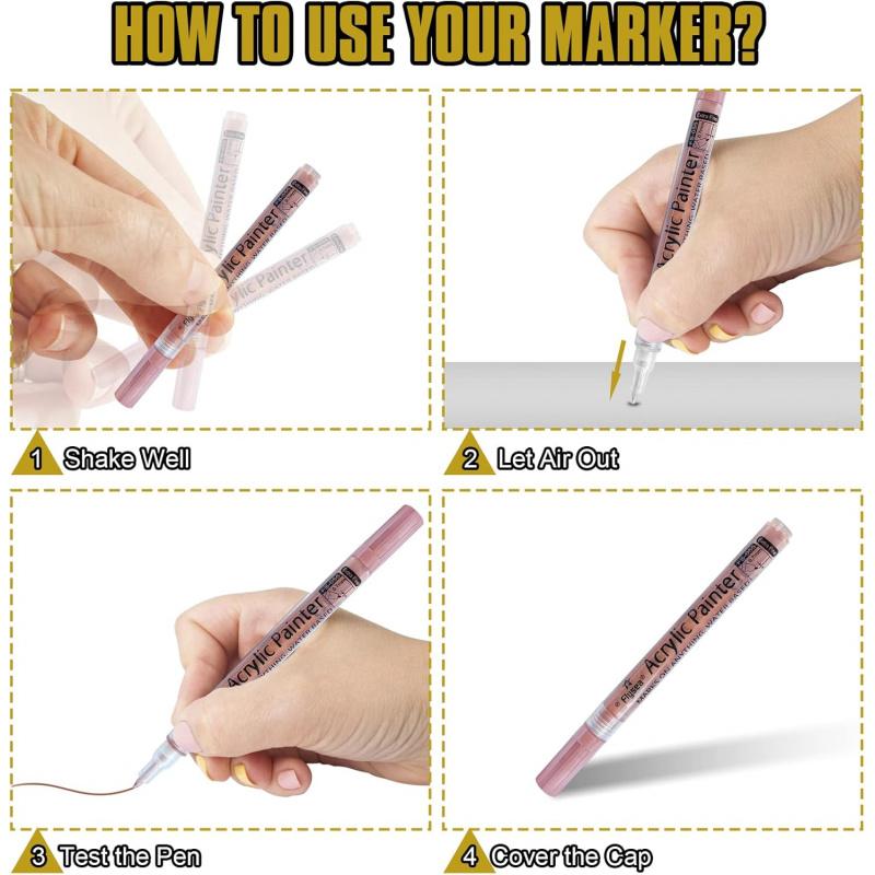 Black White Gold SilveryAcrylic Paint Pens, Acrylic Paint Markers Art Markers Pen 0.7 mm Extra Fine, 3 mm Medium Tip, Waterproof Paint Pens for Rock Painting Ceramic Glass Canvas Mug Metal Wood DIY Supplies Black White Gold SilveryAcrylic Paint Pens, Acrylic Paint Markers Art Markers Pen 0.7 mm Extra Fine, 3 mm Medium Tip, Waterproof Paint Pens for Rock Painting Ceramic Glass Canvas Mug Metal Wood DIY Supplies