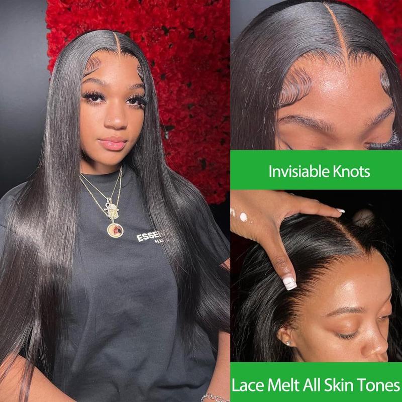 Bling Hair HD Transparent Lace Front Real Hair Wig 13x4 Straight Frontal Wig Pre Plucked 180% Density For Women Fast Delievery