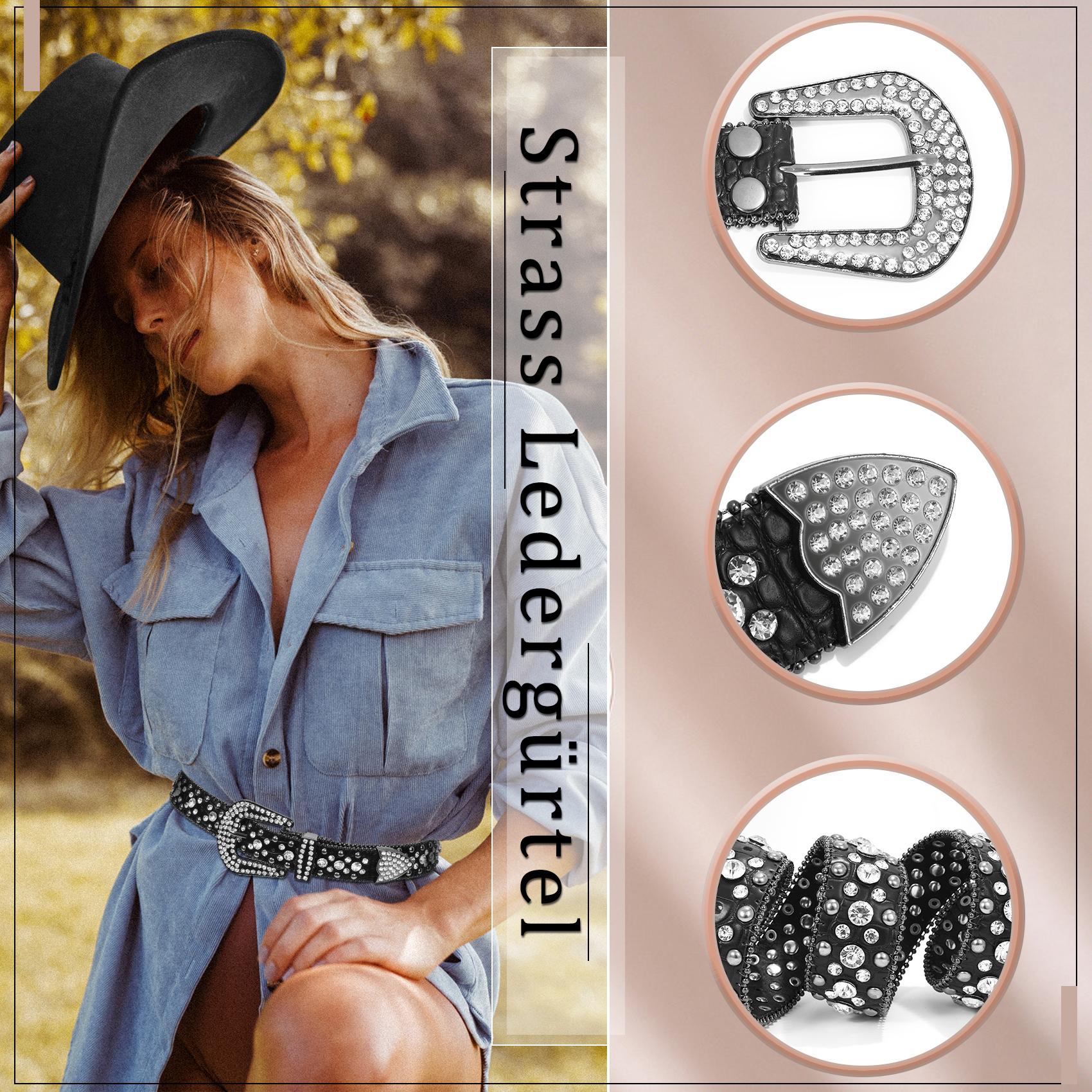 XZQTIVE Rhinestone Skull Belt for Men & Women - Bling Stylish Accessory, Punk Fashion Meets Leather Craftsmanship, Studded Detail Perfect for Jeans, Pants, & Jackets