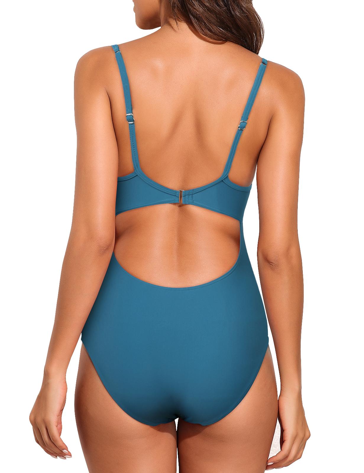 Hilor Women's Underwire One Piece Swimsuits with Crossover Cutout Bathing Suits Push Up Monokini Swimwear