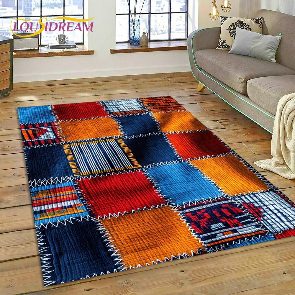 Colorful Crochet Mandala Flannel Area Rug - Boho Ethnic Woven Pattern Print Soft Mat for Living Room, Non-Slip Bohemian Home Decor #BohoMandalaRug #ColorfulCrochetMat #EthnicHomeDecor #2DWovenCarpet #NonSlipFlannelRug