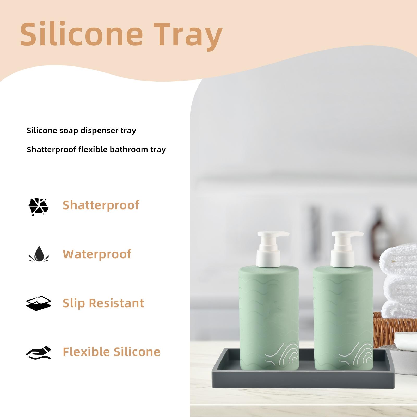 1-Piece Rectangular Silicone Tray with Marble Pattern Bathroom Tray Suitable for Vanity, Dining Table, Kitchen Bathroom Accessories, Perfume, Cosmetics, Bathroom Decor Supplies