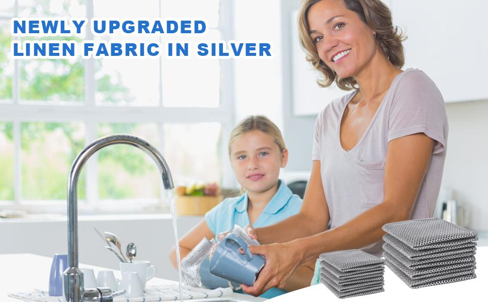 Wire Dishwashing Rag, 10 Pack Non Scratch Wire Dishcloth, Multipurpose Wire Washing Cloth for Wet and Dry, Scrubbing Wire Dishcloths for Kitchen