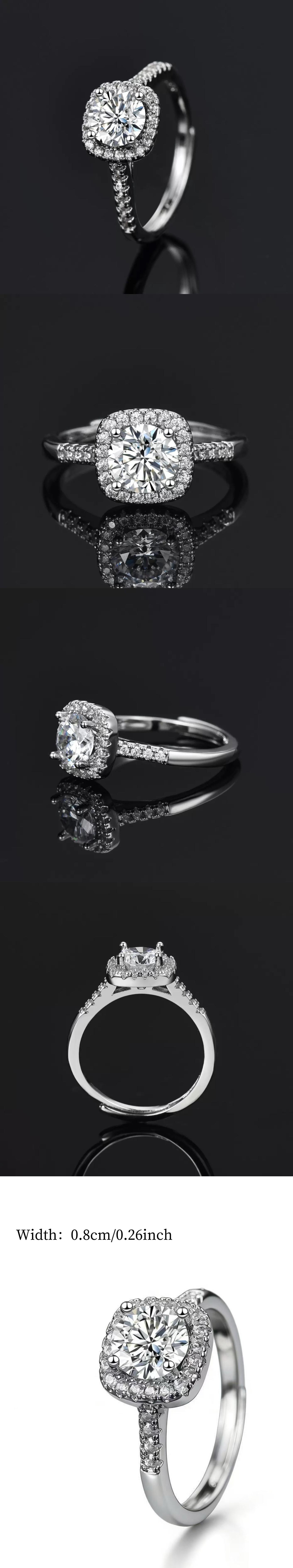 Classic Square Zircon Ring for Women, Fashionable Copper Chain Design, Perfect Gift for Dates and Holidays, Elegant Ceremony Jewelry