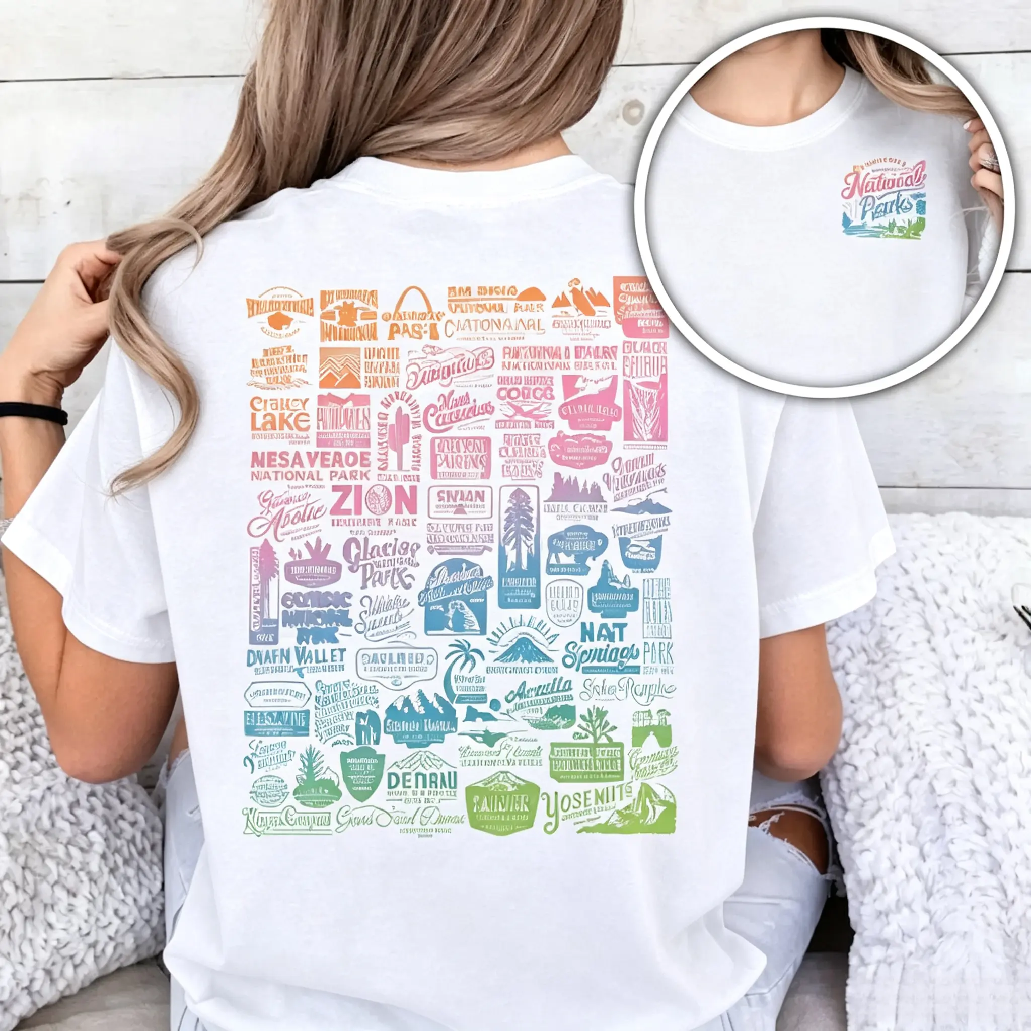 Vintage All US National Parks Double Sided T-Shirt Outdoor Hiking Camping Graphic Tee Nature Travel Lover Gift Top vintage t shirt women graphic t oversized tshirt women