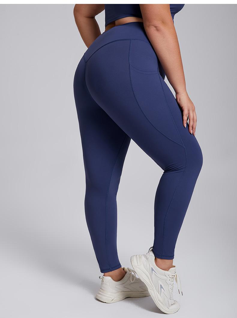 2026 Women's Plus Size 2 Piece Workout Set High Waisted Yoga Leggings with Pockets & Sports Bra