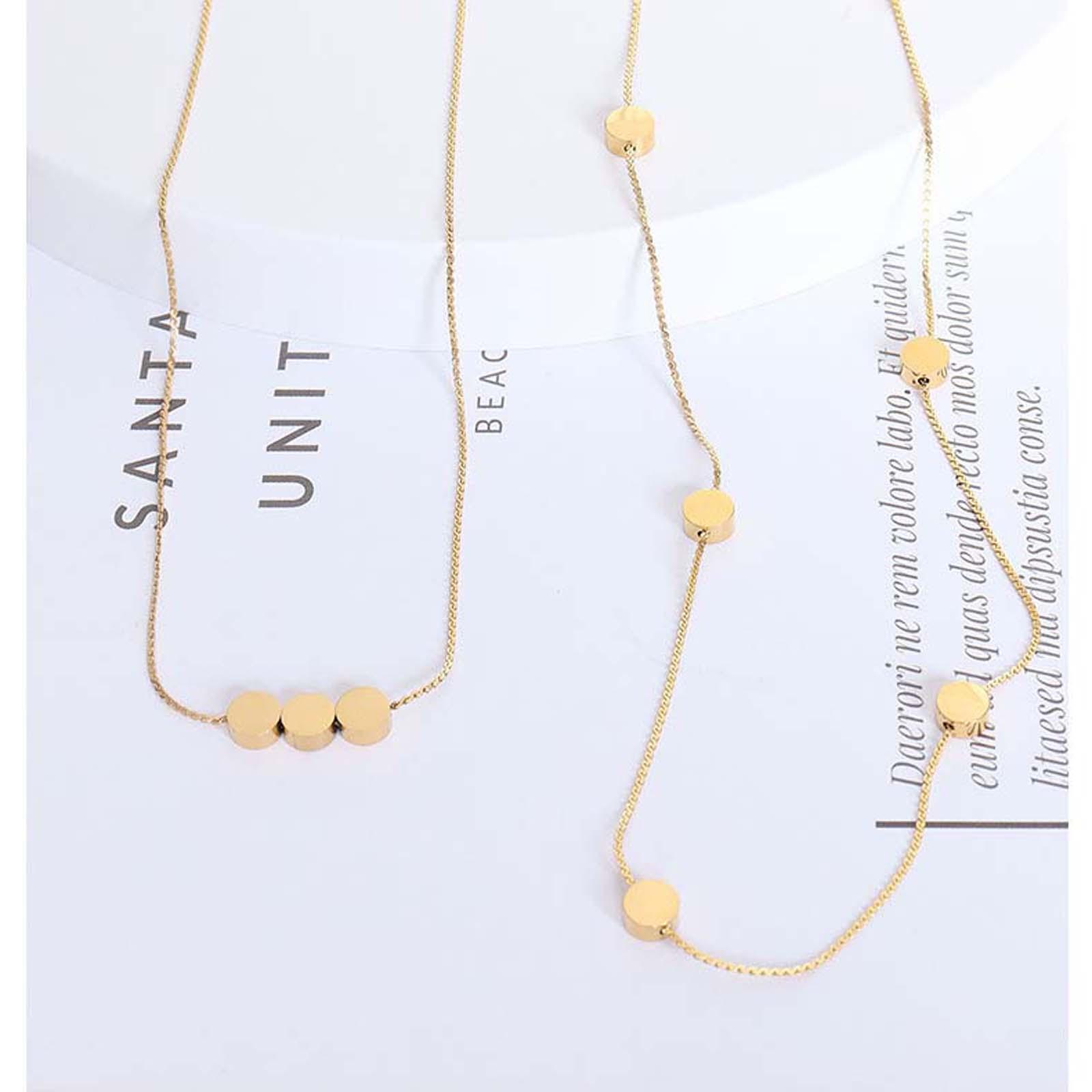 Small golden bean clavicle necklace with adjustable size and multiple optional female jewelry