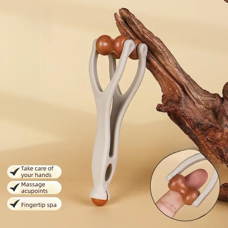 Wooden Finger Massager with Roller, Hand Joint Acupressure & Meridian Massage Tool, Pain Relief Therapy Device