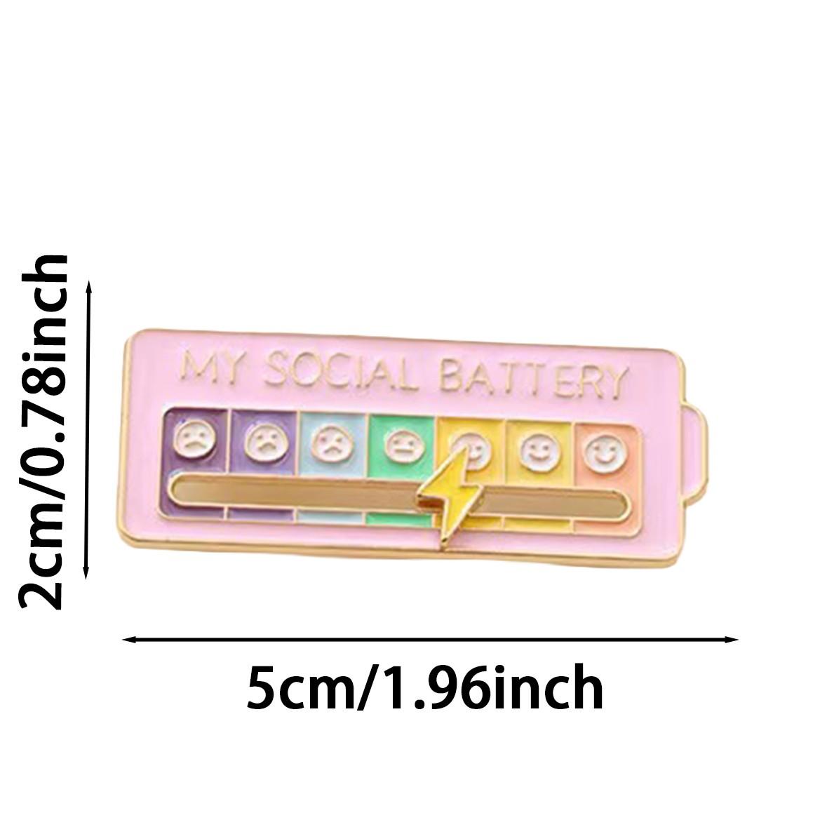 Adjustable Energy Badge Pin, DIY Social Alloy Emblem, Expressive School Lapel Pin, Personalized Slide Design, Unique Accessory