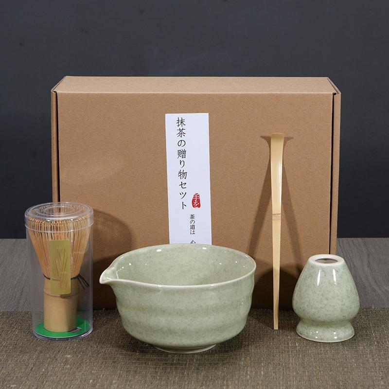 Japanese Tea Set, 1 Set Including Matcha Bowl with  Bamboo Scoop & Matcha Whisk & Whisk Holder, Tea Making Tool for Home Office