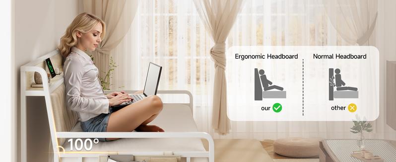 【Valentine's Day gift】ONBRILL Twin Daybed with Trundle, Metal Bed Frame with Ergonomic Upholstered Headboard & Charging Station, Sofa Day Bed with Pop up Trundle for Living Room, Bedroom, Playroom, and Guest Room 【Valentine's Day gift】ONBRILL Twin Daybed with Trundle, Metal Bed Frame with Ergonomic Upholstered Headboard & Charging Station, Sofa Day Bed with Pop up Trundle for Living Room, Bedroom, Playroom, and Guest Room