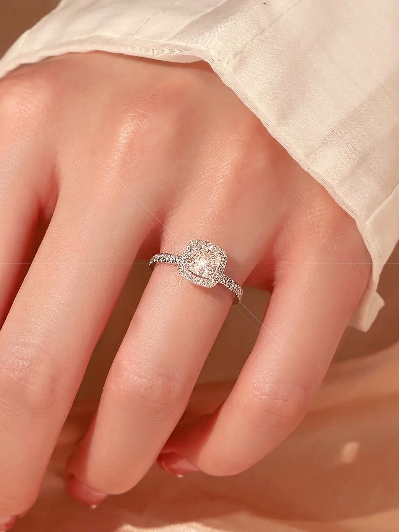 Square Engagement Ring, Elegant and Exquisite Gift Jewelry, Perfect for Women's Weddings, Parties, Birthdays, Daily Wear at Work