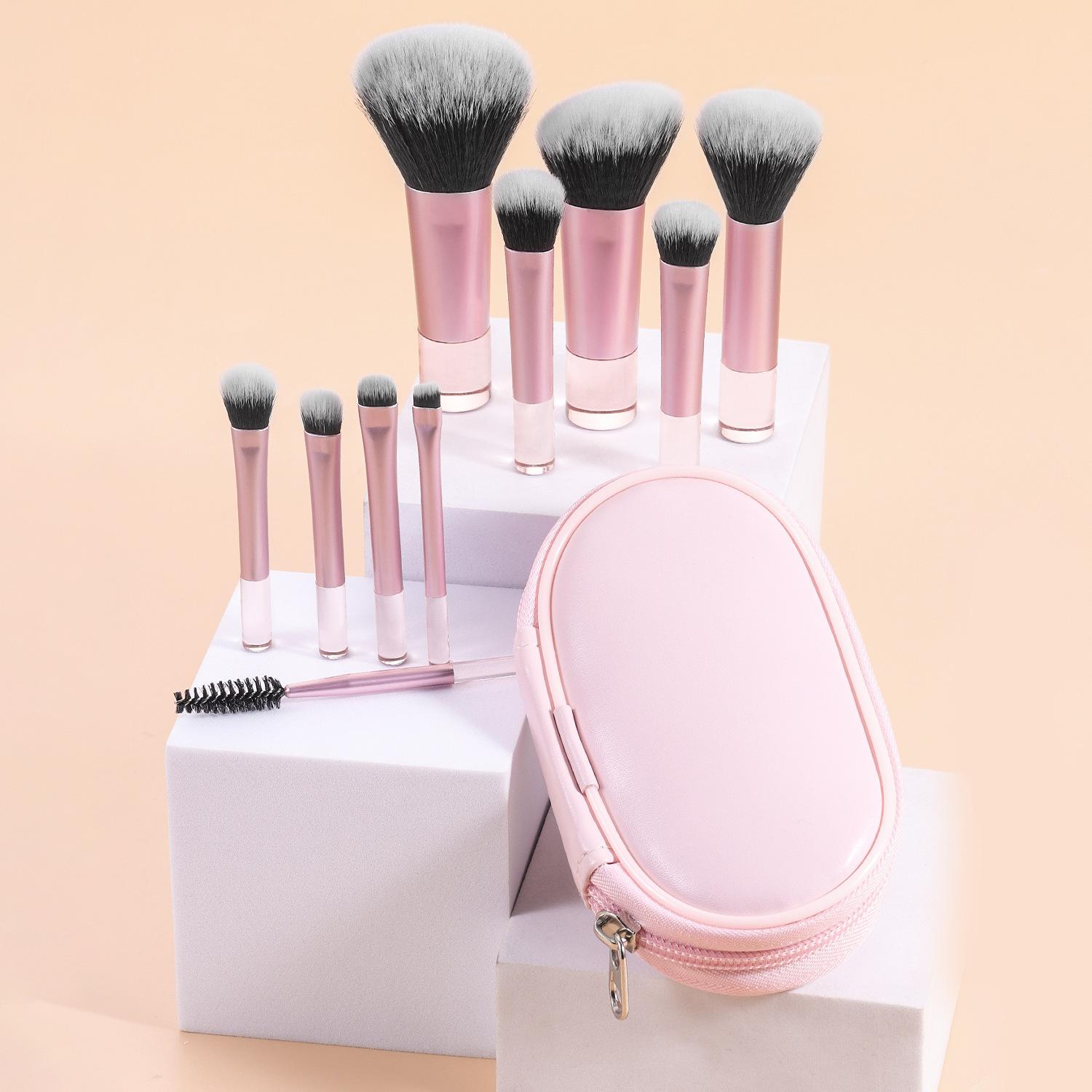 Portable Travel Makeup Brush Set with Storage Bag, 10pcs Soft Bristle Makeup Brush & 1 Count Storage Box, Professional Makeup Tools for Women, Cosmetic Brush
