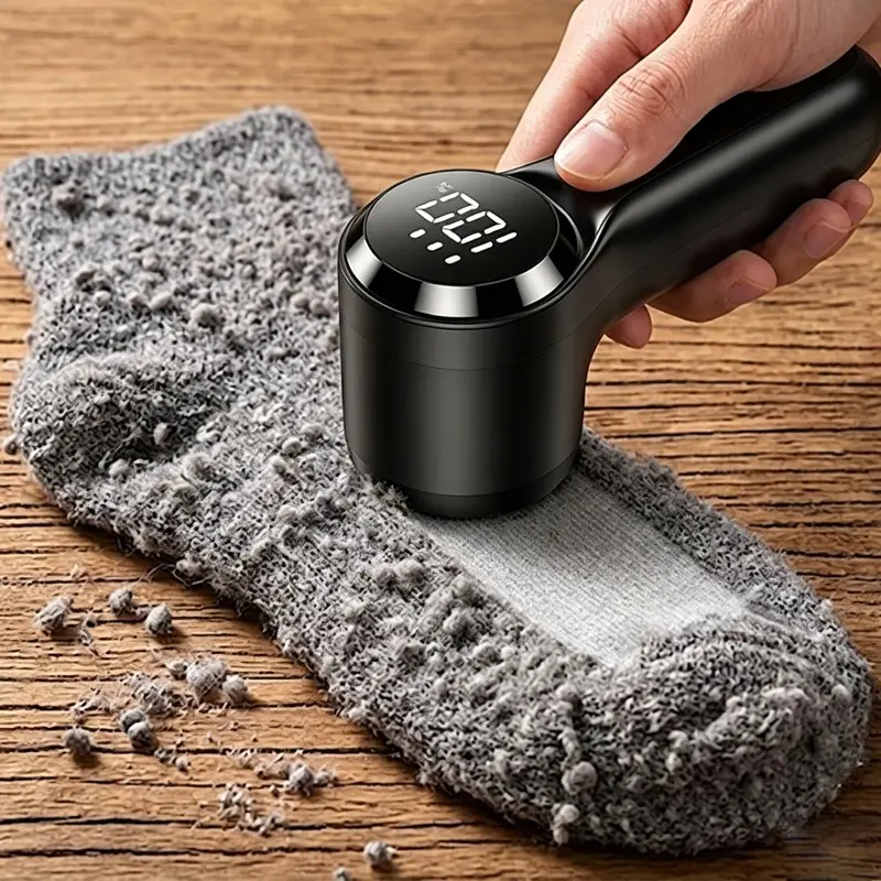 Portable Handheld Electric Lint Remover, Rechargeable Household Fabric Shaver with Digital LED Display, 6-Blade Fuzz Remover for Clothes, Furniture, Sweaters and Sofas, Lint Remover Tool