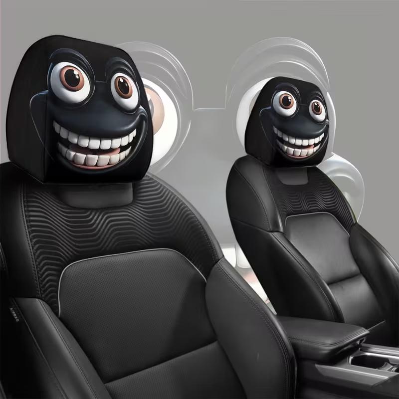 2pcs Funny Frog Pattern Car Headrest Covers, Comfortable Snug Fit Auto Seat Head Rest Cushions for Daily Commute & Travel, All Seasons Car Interior Decoration, Car Accessory