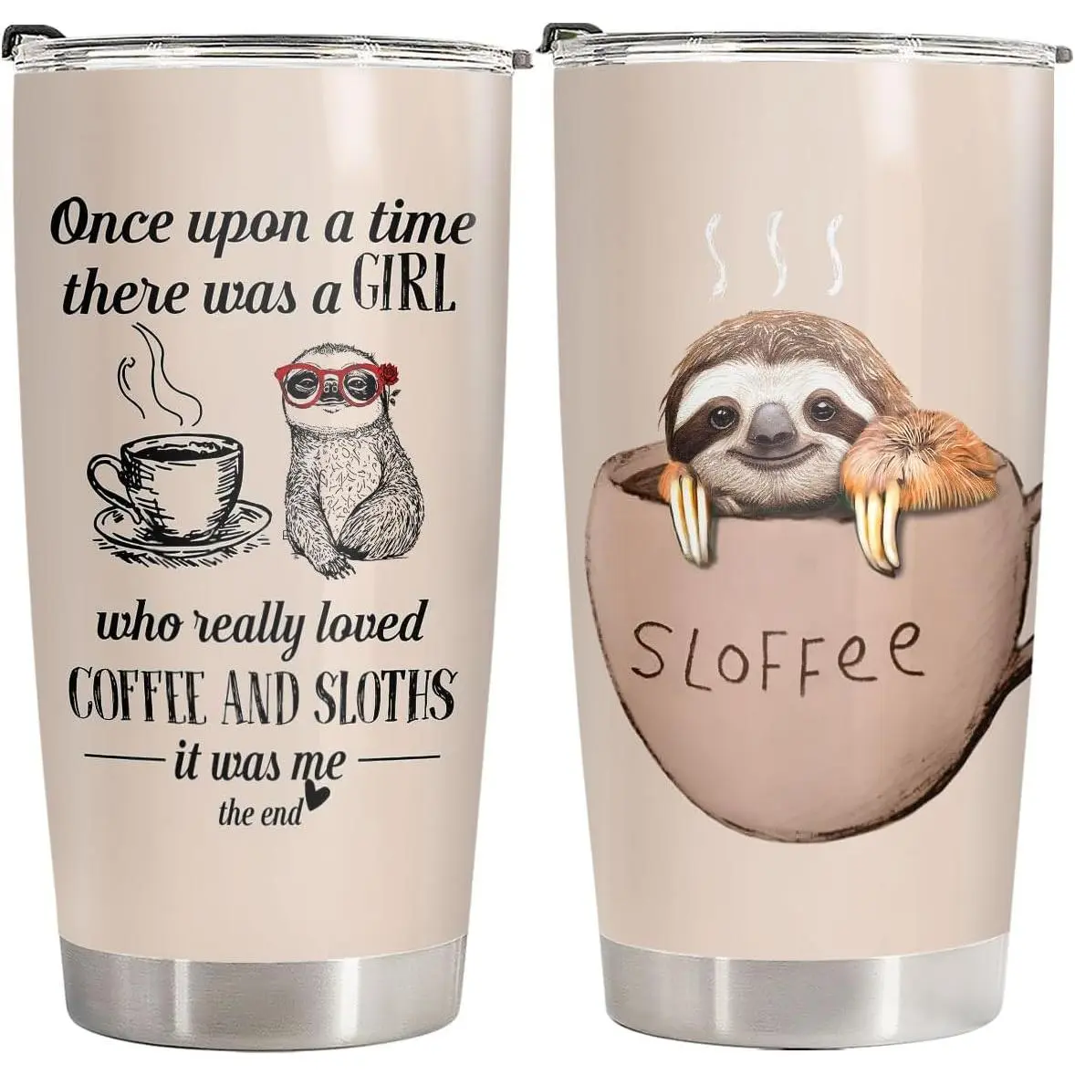 Cute Sloth "Just A Girl Who Loves" 20 oz Tumbler, Novelty Travel Cup, Gift for Sloth Lovers