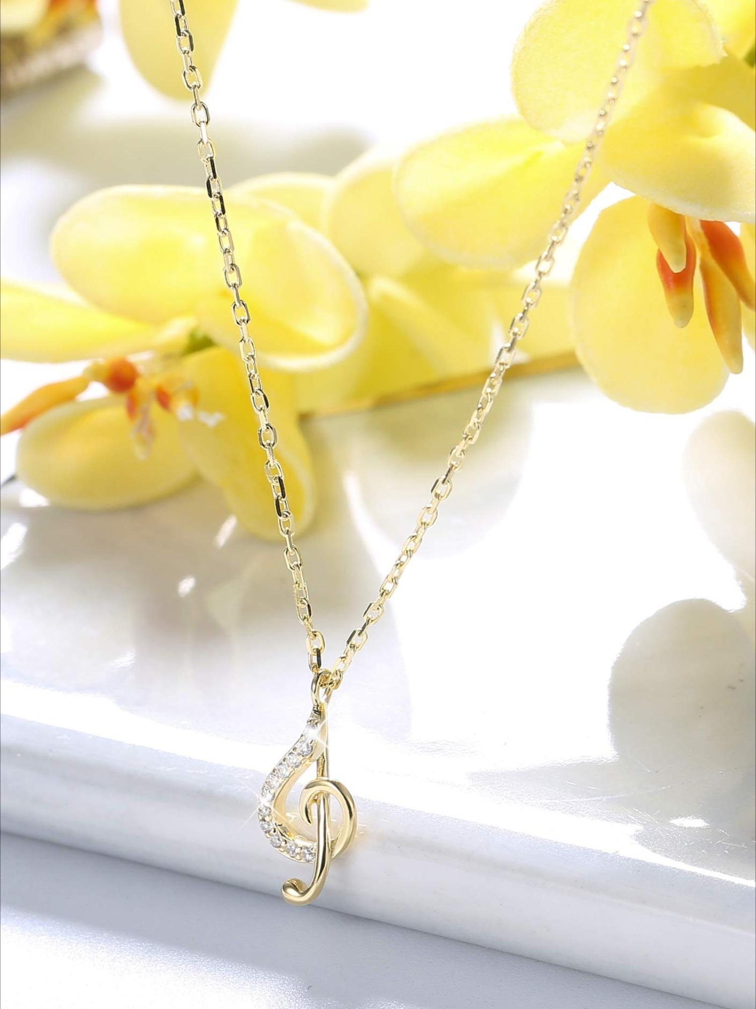1 Pc Stylish Golden Treble Clef Music Necklace with Shining Swarovski Crystal for Women Men Delicate Artistic Jewelry Piece Lightweight Copper for Soft Comfortable Wearing for Daily Use Concerts Festivals Parties Gift for Musicians Music Enthusiasts