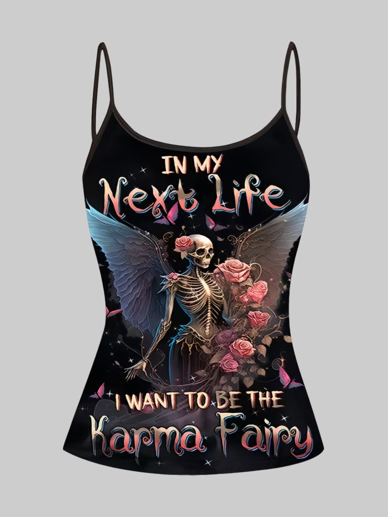 Gothic Skull Rose Print Straps, Summer Home Sleepwear Outer Wear, Unique Slim-Fit Top Set of Four Pieces, Casual All-Over Print Clothing