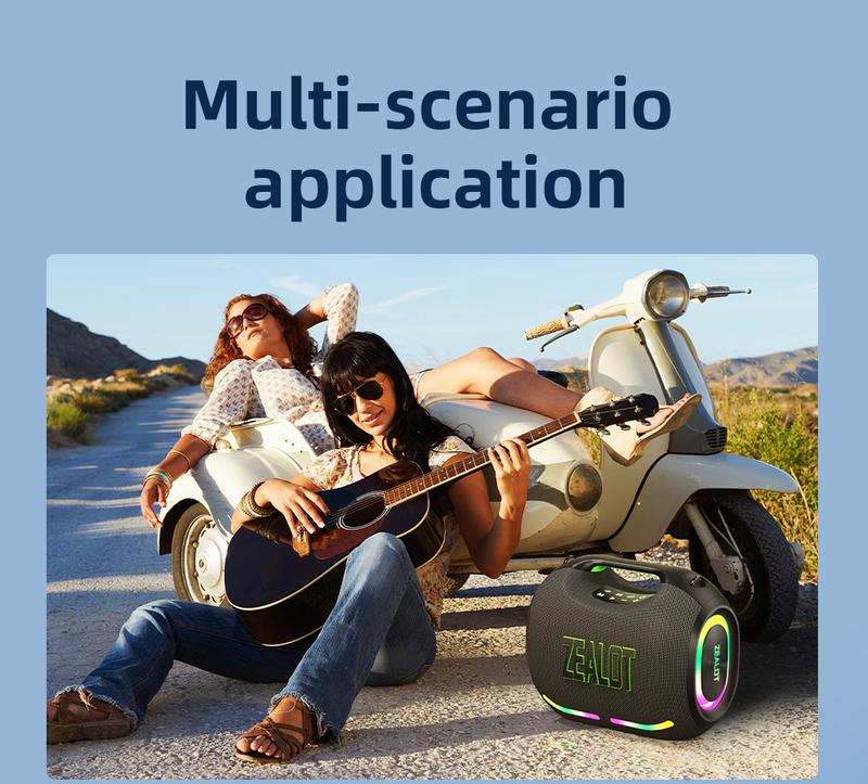 120W【ZEALOT】24000mAh/LIMITED/OFFERS Portable Speaker Bluetooth Speaker Party Speaker Waterproof IPX6 RGB Lights Power Bank TWS supports TWS pairing/USB/TF/AUX/BT smartphones. Ideal choice for family/car/Pool Party/BBQ/camping/gift giving