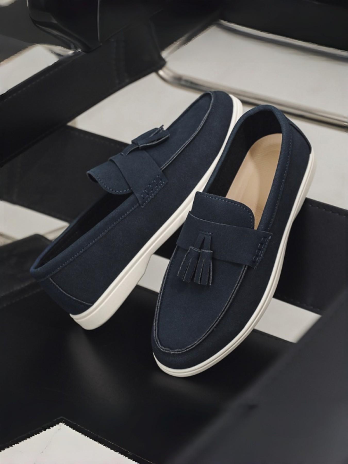 Men's Canvas Loafer Shoes with Fringe, Casual Slip-On Design, Soft Sole, Perfect for Daily Commute & Lazy Wear