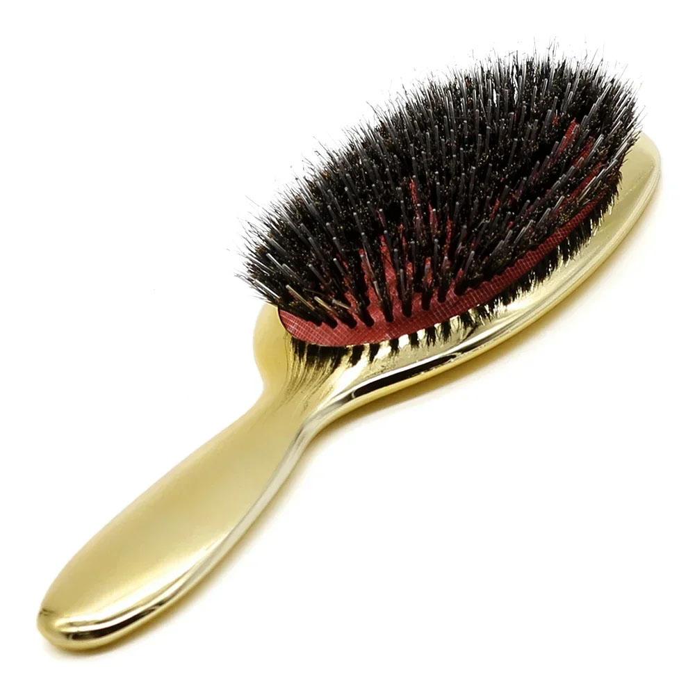 Luxury Pig Bristle Massage Comb, Four Color Options, Gold Silver Colors, Anti-Static Hair Brush, Styling Tool, Single Item
