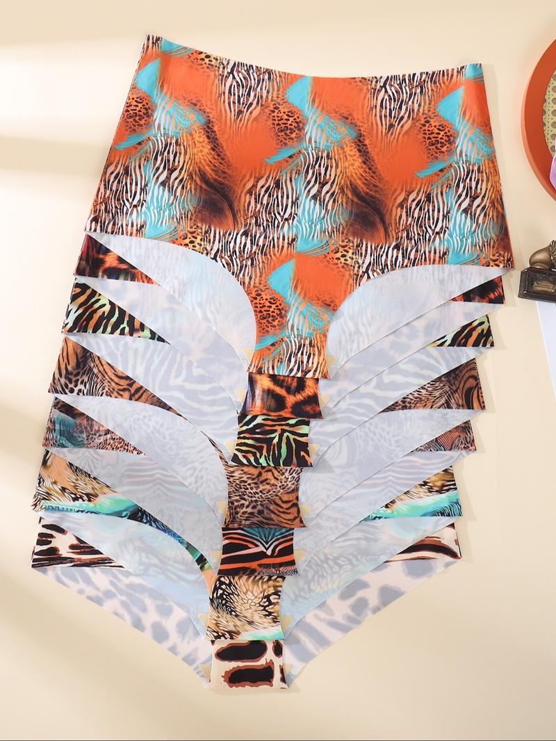 【Plus Size】 Women's Leopard Print Panty, Breathable Comfortable Seamless Knicker for Daily Wear, Casual Breathable Knicker, Women's Underwear for All Seasons