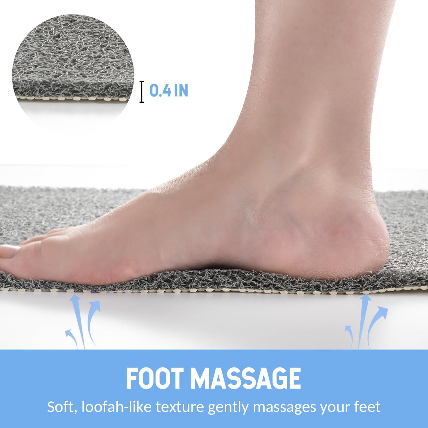 Non-Slip Bathtub Mat, Anti Slip Shower Mat, Fast Drying Bathtub Mats, Foot Scrubber Mat, Anti Slip Mat for Tub, Floor, Bathroom, Kitchen, Home, Hotel (Grey 71"*24")