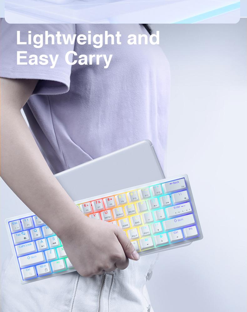 Solakka SK961 wireless mechanical keyboard, 60% keyboard, three-mode connection RGB backlight, programmable wireless gaming keyboard, gaming office, birthday gift FallFreshness