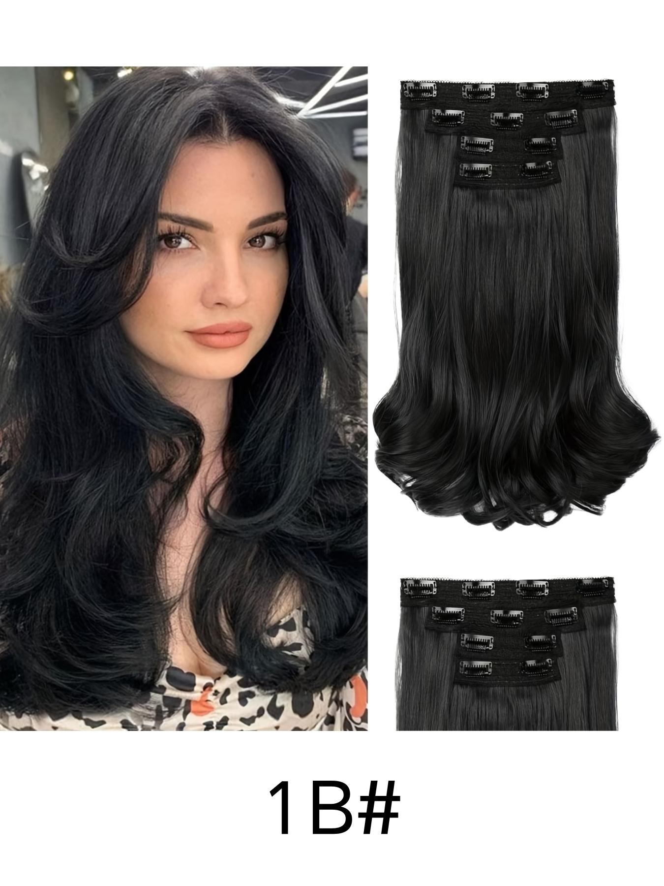 4-Piece Hair Extension Set, Medium Length Curly Synthetic Hair Clips, Invisible Hair Extensions for Women, Daily & Wedding Use