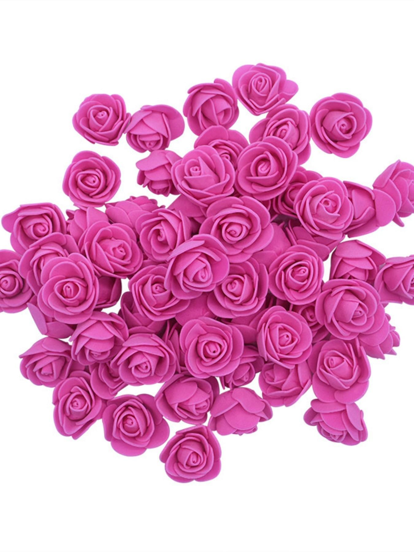 100pcs Pe Rose Foam Flower Heads, Wedding Party Decoration Accessories, Artificial Fake Flowers for Candy Boxes, Realistic Foam Flowers