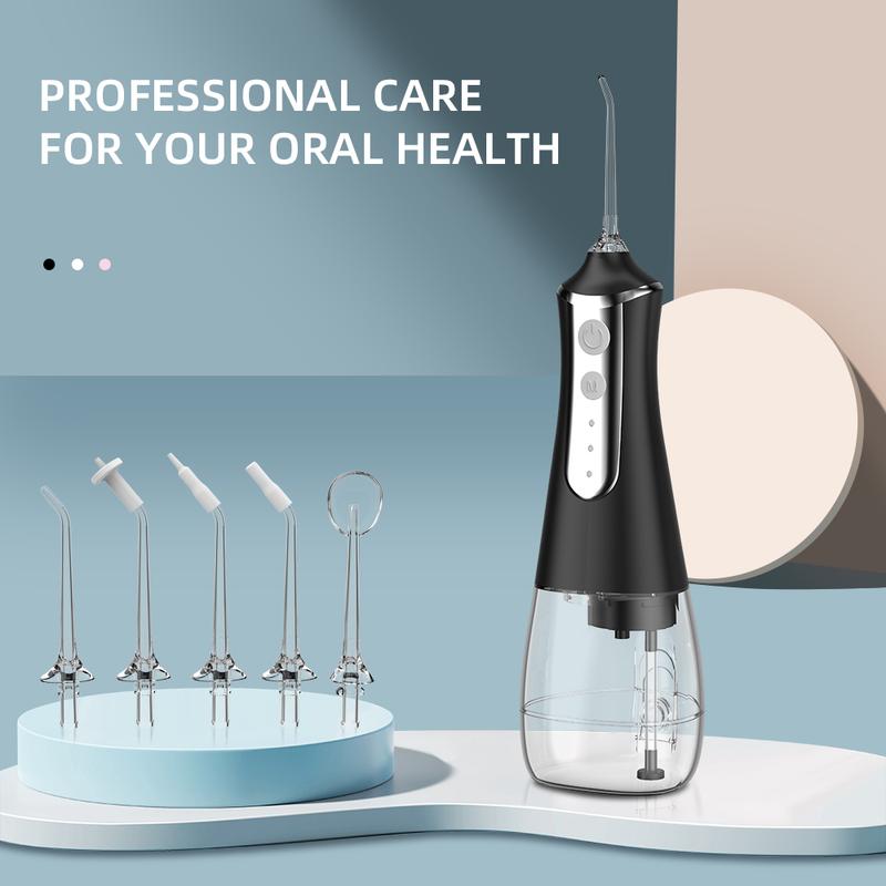 Portable Oral Irrigator 300ML, 3 Modes & 5 Nozzles, Rechargeable Water Flosser, Electric Dental Floss Machine, Cordless Water Flosser, Travel-Friendly Design