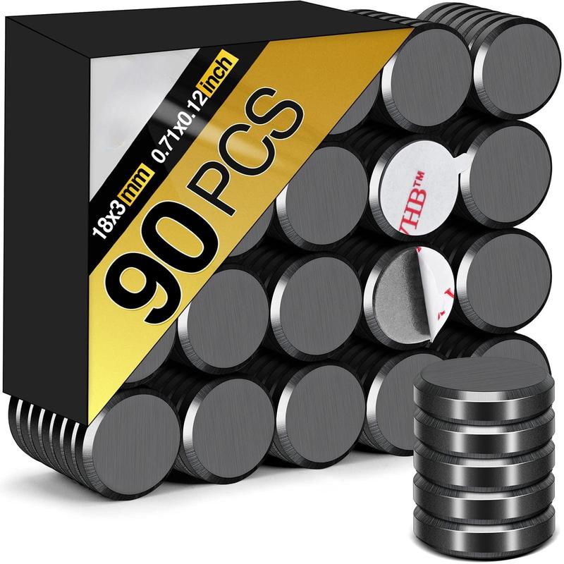 90Pcs Strong Magnets for Crafts with Adhesive Backing,Ceramic Magnets Small Round Circle Magnets for Refrigerator, Craft Hobbies, Science Projects & School Notice Boards (Black,0.7 * 0.12inch) Decor Kitchen Wall Photo Diy 90Pcs Strong Magnets for Crafts with Adhesive Backing,Ceramic Magnets Small Round Circle Magnets for Refrigerator, Craft Hobbies, Science Projects & School Notice Boards (Black,0.7 * 0.12inch) Decor Kitchen Wall Photo Diy