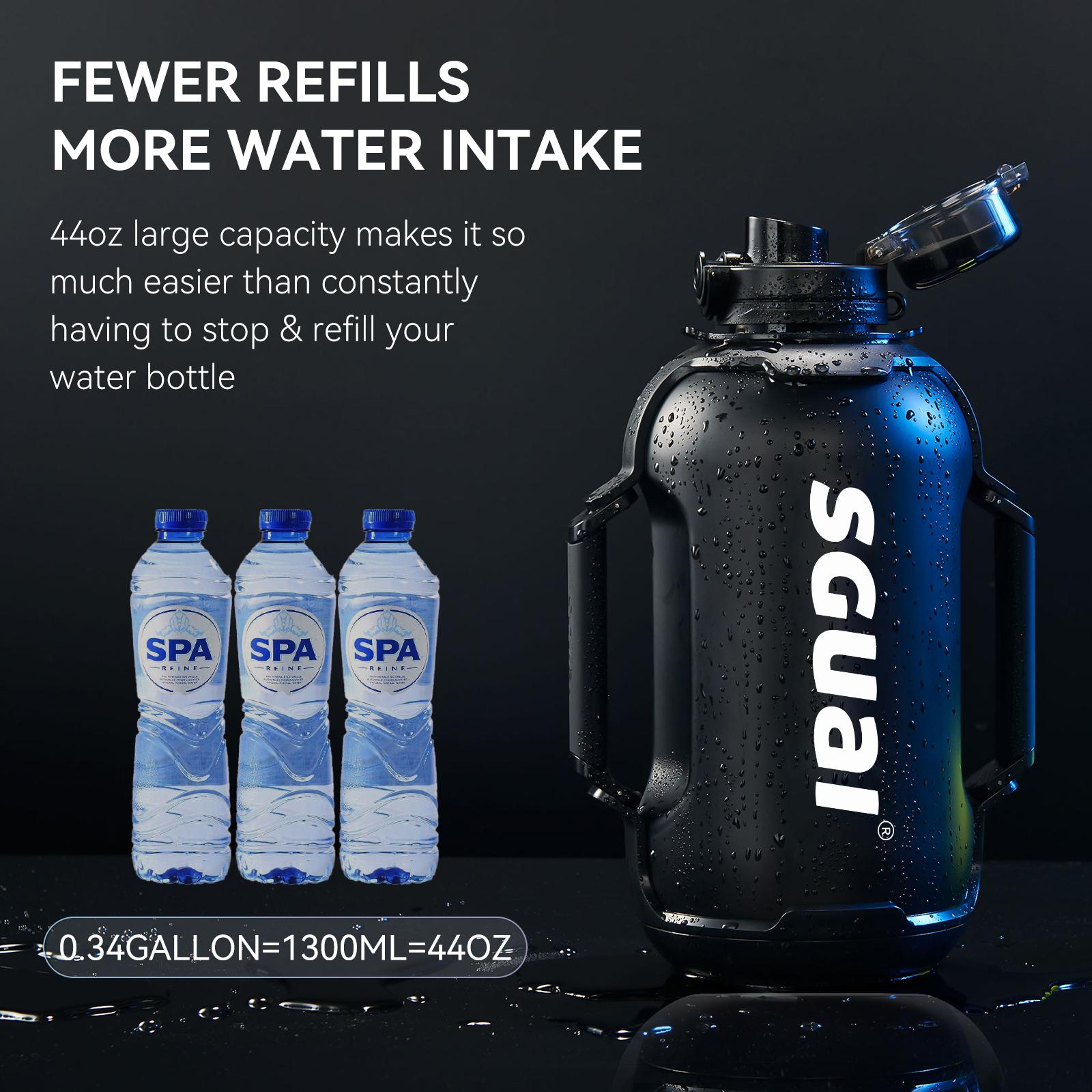 Cool Springtok Sports Water Bottles 44oz with Tritan Finish, Built-in Straw, Unique Smart Water Cup with LED Light, Dual-Handle & App Control - Fun