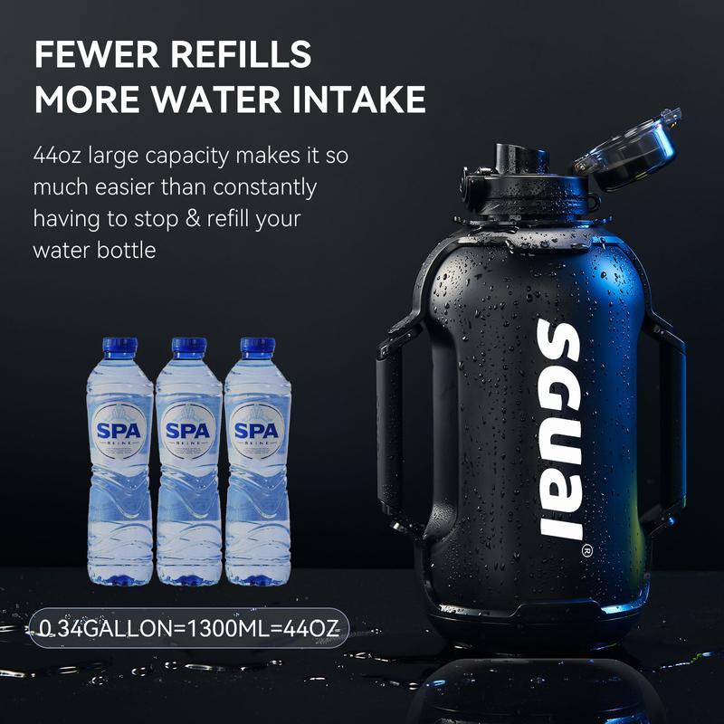 Cool Springtok Sports Water Bottles 44oz with Tritan Finish, Built-in Straw, Unique Smart Water Cup with LED Light, Dual-Handle & App Control - Fun