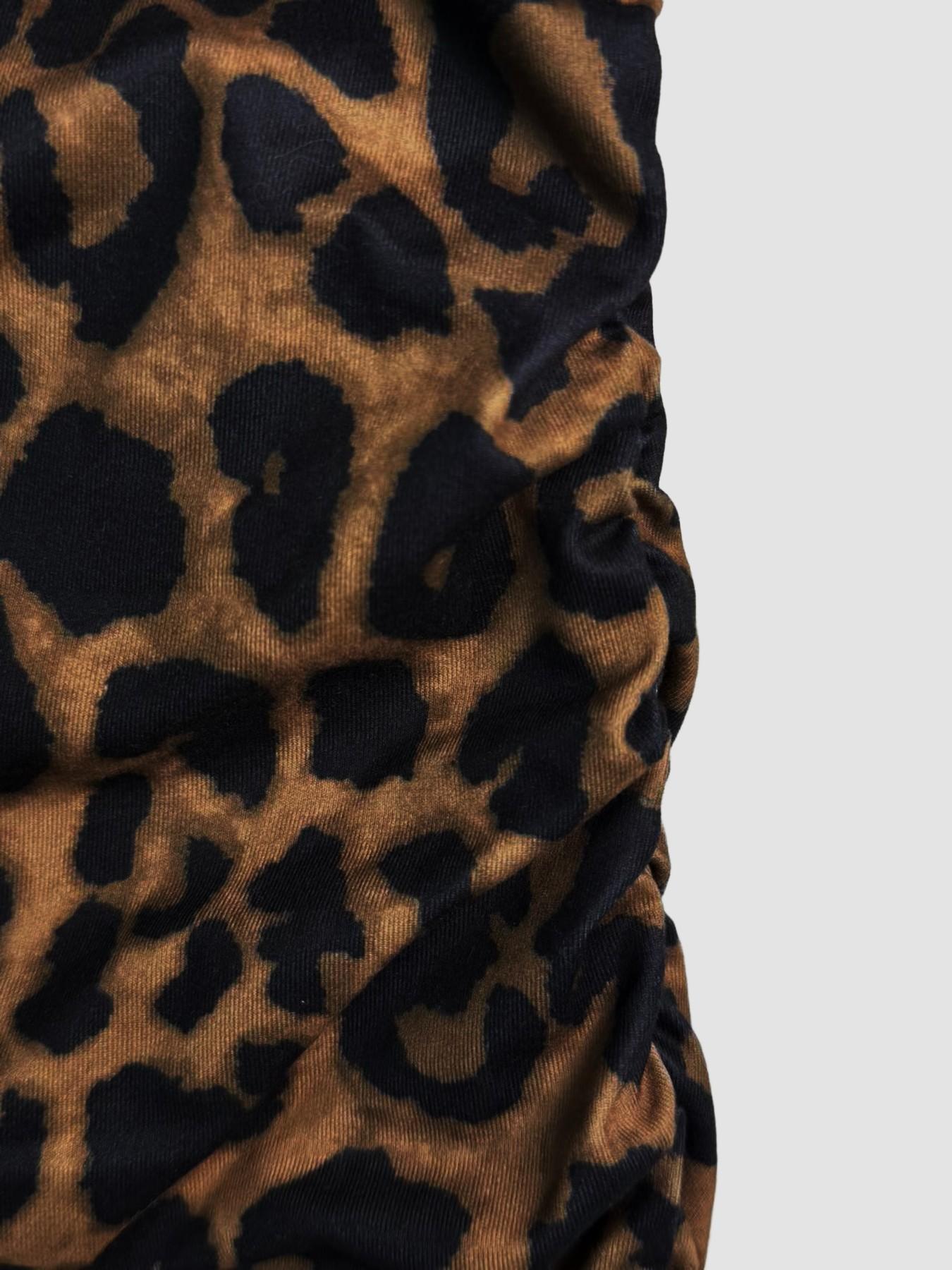 Elegant Leopard Print Bodycon Cut Short Dress for Women, High Neck Sleeveless Waist Cinch Design, Stylish and Chic Choice