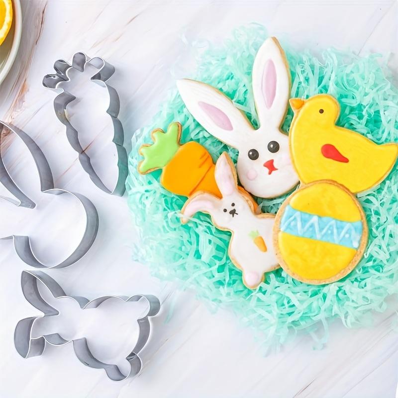 5-Piece Stainless Steel Biscuit Cutter Set, Rabbit and Carrot Shapes, Durable 430 Steel, Ideal for Cookies, Gingerbread, Fondant, Party Decorations
