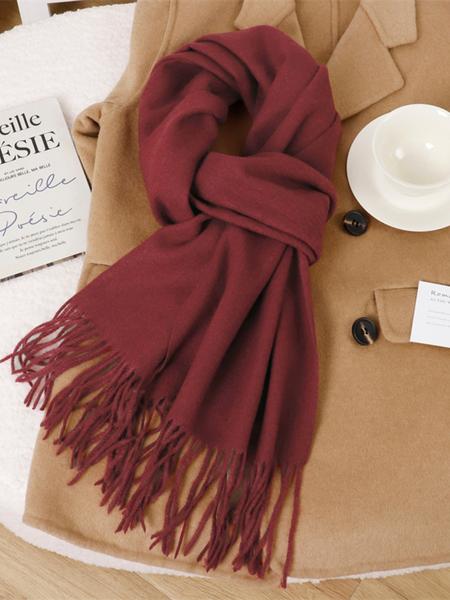 Women'sWinter scarf Solid Color Regular Faux Cashmere Scarf, Suitable For Seasonal Transition hijab, Daily Wear, Windproof And Warm, Red For Christmas Scarfs, Soft Warm Shawl