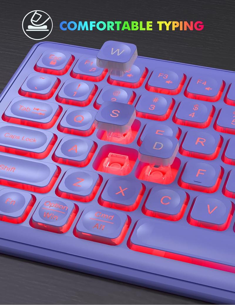 Wireless Keyboard and Mouse Combo - RGB Backlit, Rechargeable & Light Up Letters, Full-Size, Ergonomic Tilt Angle, Sleep Mode, 2.4GHz Quiet Keyboard Mouse for Mac, Windows, Laptop, PC
