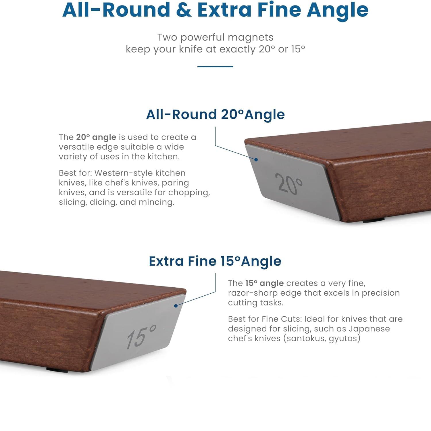 Knife Sharpener Roller, Rolling Knife Sharpener Kit,Roller Knife Sharpener,15 & 20 Degree Upgraded Magnetic Wood Base,Gripable Body