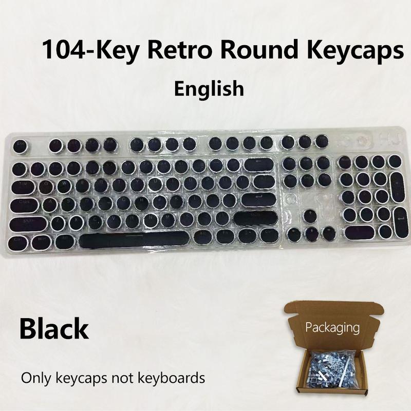 Punk Style Keycaps, Vintage Steam Punk Typewriter Design, Electroplated Surface, Translucent Characters, Compatible with Mx Stems, 6.25u Spacebar Size