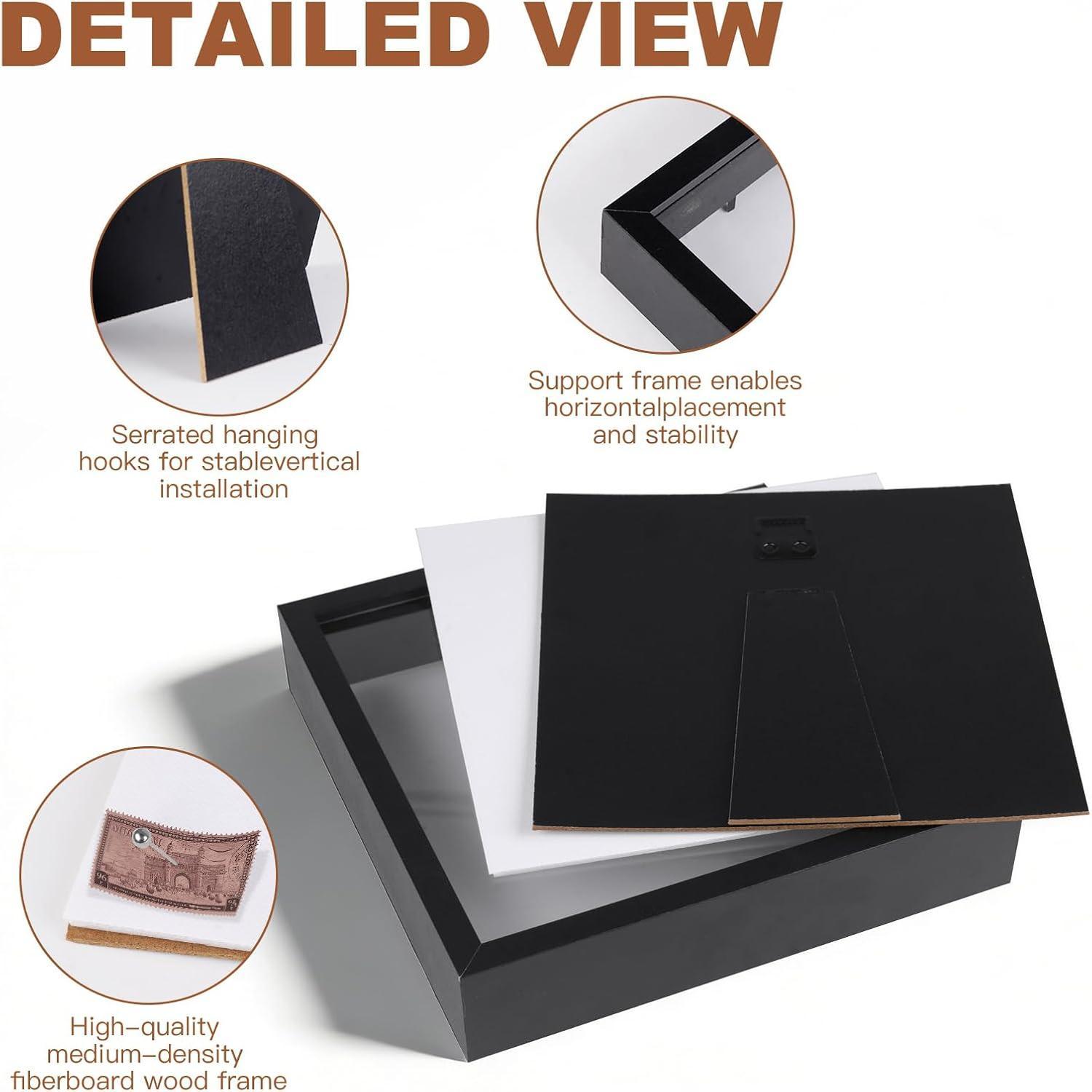 8x8 Shadow Box, Shadow Box Frame with Soft Linen - Push 12 count Pins Included, Picture Display Cases Box , Tickets, Souvenirs, Photographs, Handicrafts (Black) 8x8 Shadow Box, Shadow Box Frame with Soft Linen - Push 12 count Pins Included, Picture Display Cases Box , Tickets, Souvenirs, Photographs, Handicrafts (Black)
