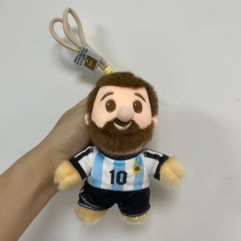 17CM Messi Plush Doll Cute Football Star Fluffy Toy Stuffed Keychain Pendant for Fans Holiday Birthday Gift