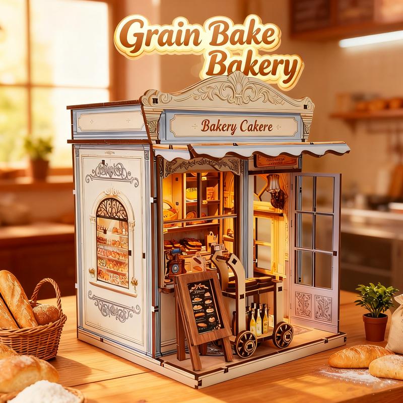 DIY House 3D Bookshelf Model Set, Building Blocks Model, Handmade Wood Puzzle, Desktop Decoration, Gift for Adults & Teens, Birthday, Christmas, Holiday