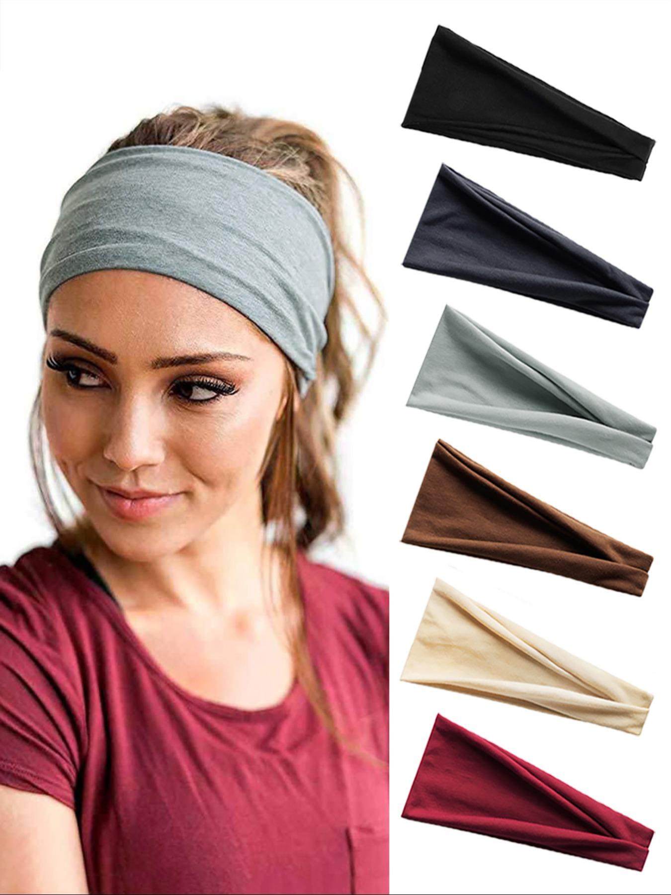 6pcs Solid Color Hair Band, Sweat Absorbing Elastic Hair Band for Men & Women, Sporty Headband for Running, Fitness, Sports Headband, Workout Headband
