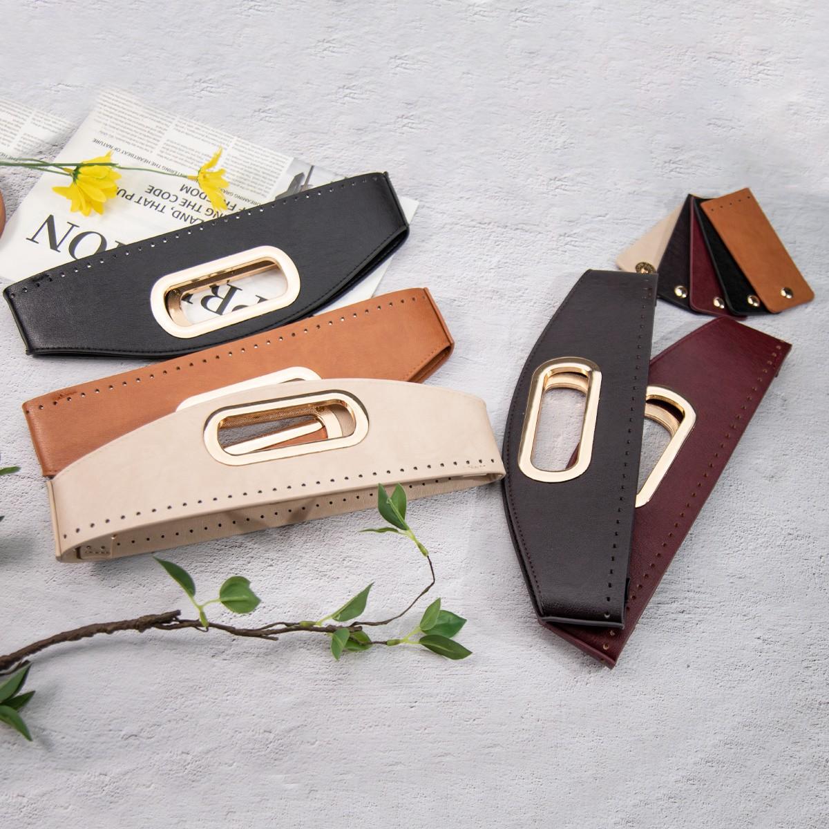 1piece Bag Handle Set, Integrated Bag Head with Carry Handle, Faux Leather Handbag Additions, DIY Wallet Making, Straw Bags Accessories