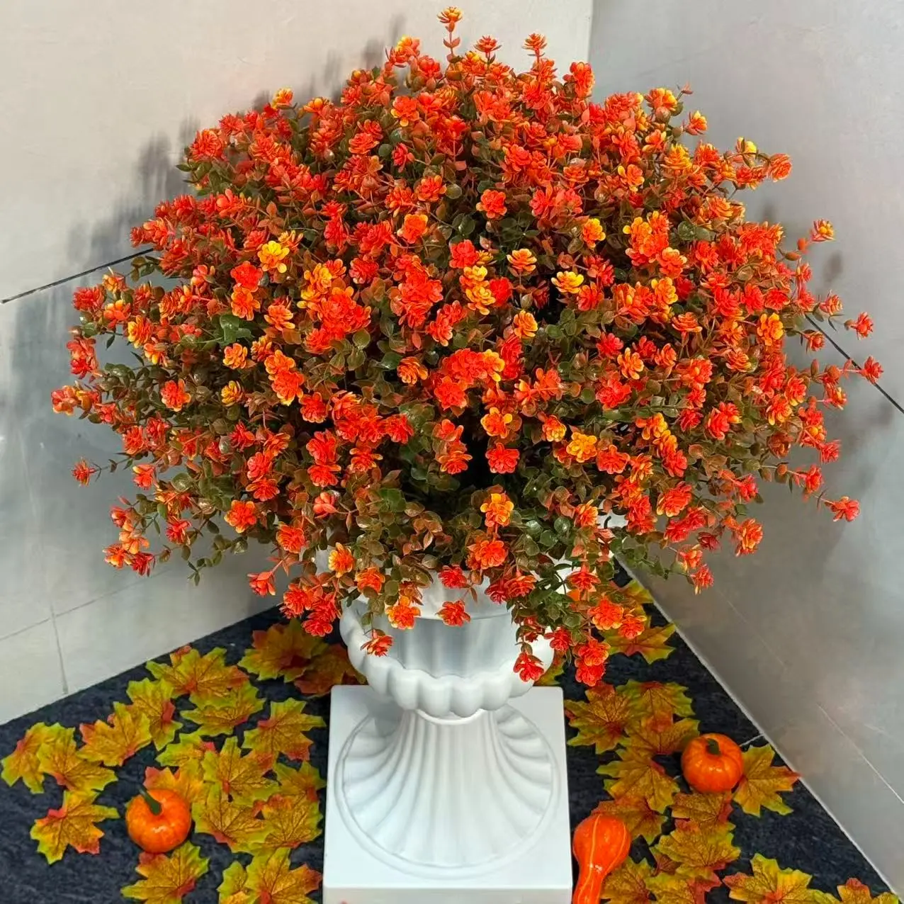 24 Bundles Artificial Flowers for Outdoors, UV Resistant Faux Plastic Greenery, Mixed Color Shrubs for Garden, Porch, Window Decor