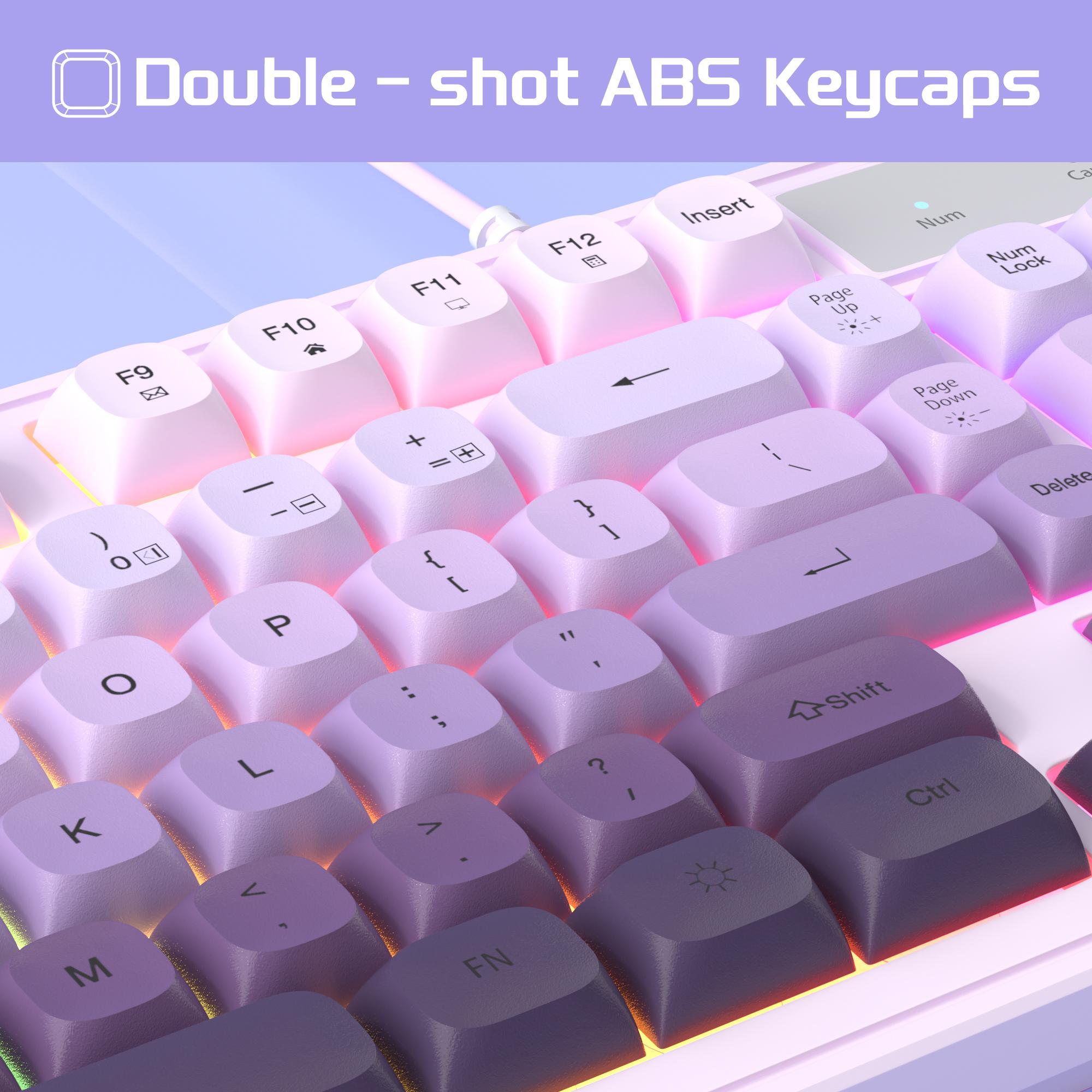 MageGee GK980 Creamy Keyboard and Mouse Combo, It Feels Purple And White Keyboard,Wired RGB Backlit Keyboard and Pink Gaming Mouse Combo,PC Keyboard and Adjustable Sensitivity Mouse for PC/loptop/MAC,back to school,back to school haul MageGee GK980 Creamy Keyboard and Mouse Combo, It Feels Purple And White Keyboard,Wired RGB Backlit Keyboard and Pink Gaming Mouse Combo,PC Keyboard and Adjustable Sensitivity Mouse for PC/loptop/MAC,back to school,back to school haul